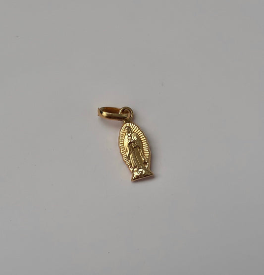 PENDANT VIRGIN OF GUADALUPE SILHOUETTE WITH SPARKLES 1.3CM 18K YELLOW GOLD - 0.35GR