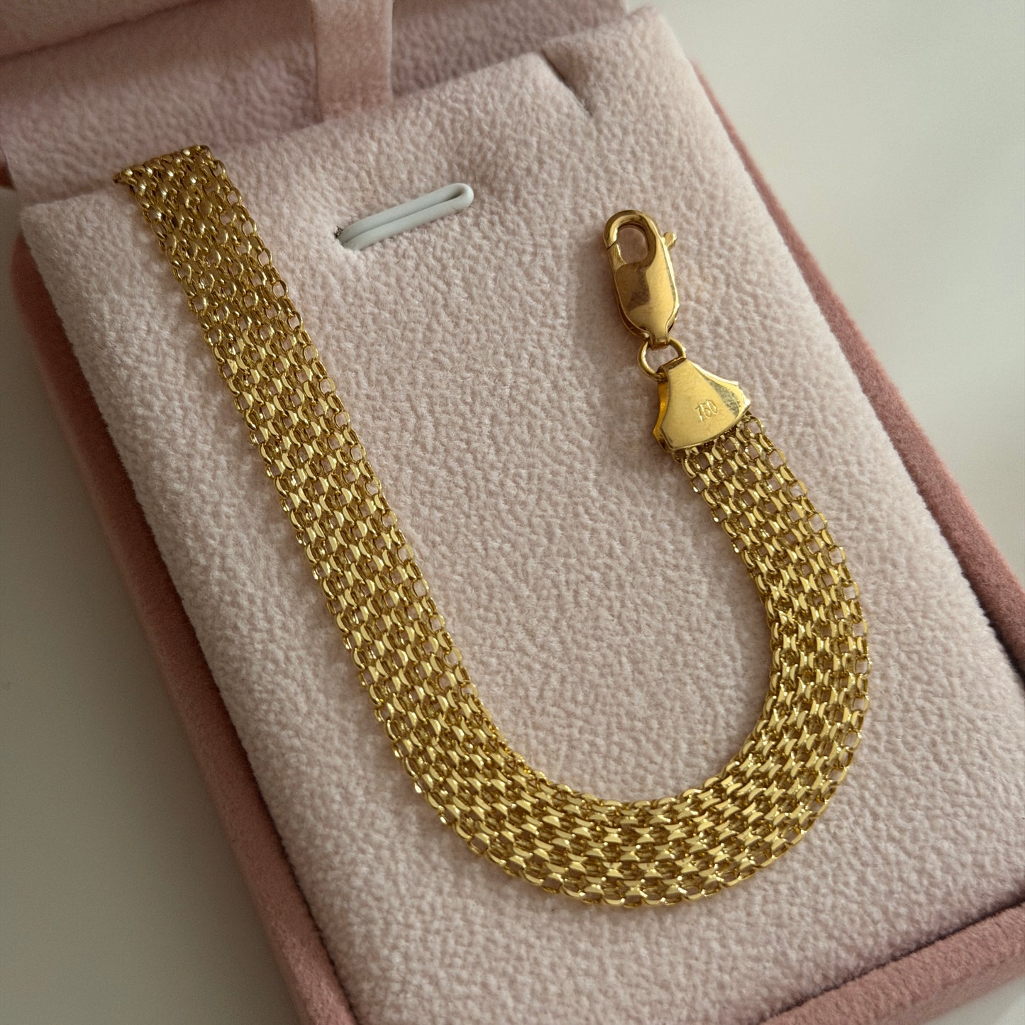 PULSERA CHINA TRES CARRILES 8.5MM HUECA ORO AMARILLO ITALY 18K 19CM - 4,55GR
