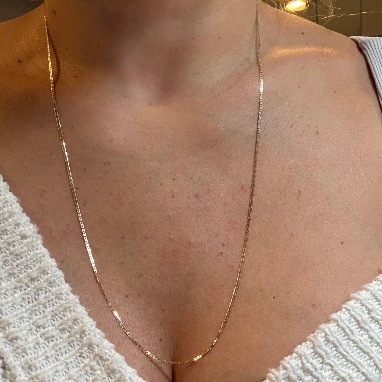 18K ITALIAN YELLOW GOLD FLAT LADDER CHAIN - 60CM 1.91GR