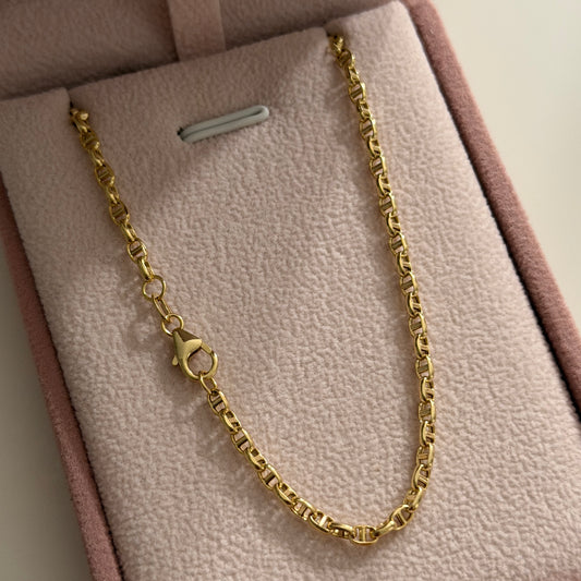 2.2MM COFFEE BEAN MARINER CHAIN YELLOW GOLD ITALY 18K 45CM - 3.78GR