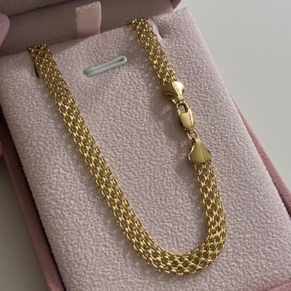 CADENA CHINA DOS CARRILES 5.5MM HUECA ORO AMARILLO ITALY 18K 50CM - 6,41GR