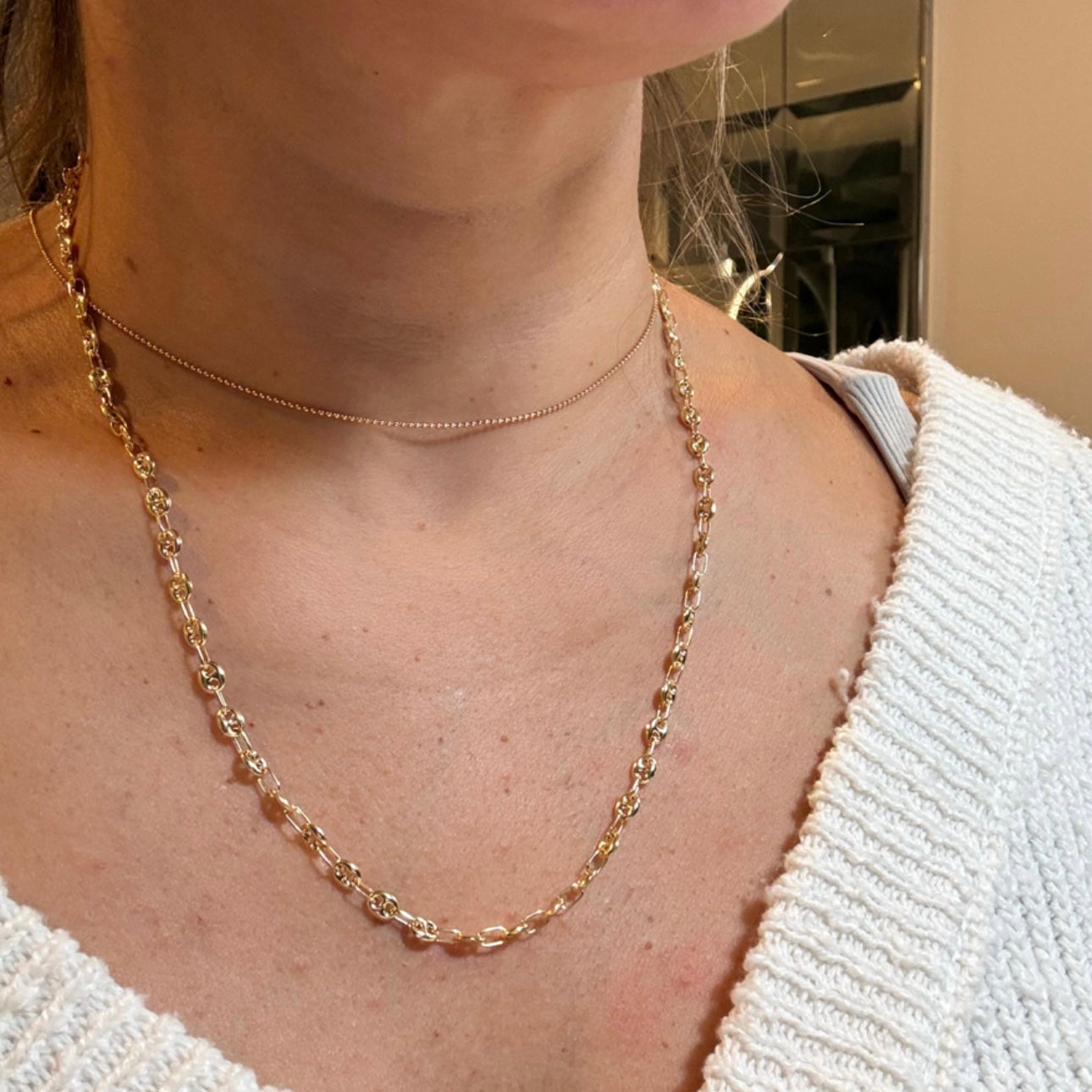 CADENA GRANO DE CAFÉ 3.5MM ORO AMARILLO ITALIANO 18K - 50CM 8,63GR