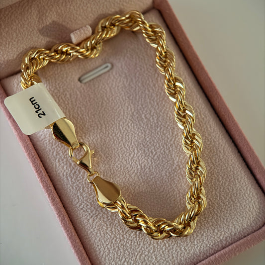 BRACELET ROPE 7MM YELLOW GOLD ITALY 18K 21CM - 10.31GR