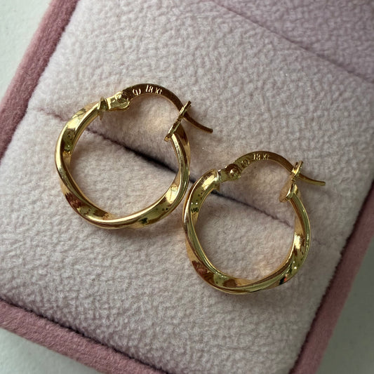 Braided Hoop Earrings 1.4cm 18K Yellow Gold - 1.21g