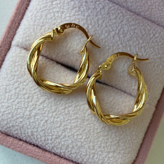 Braided Hoop Earrings 1.1cm 18K Yellow Gold - 1.53g