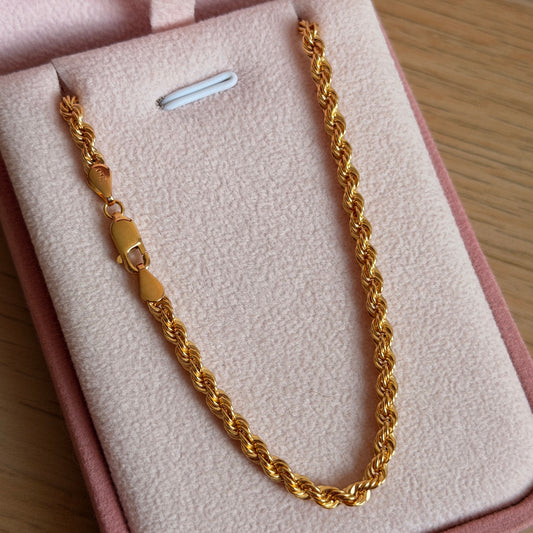 18K YELLOW GOLD ITALY CABLE CHAIN 3.3MM 60CM - 8.0G