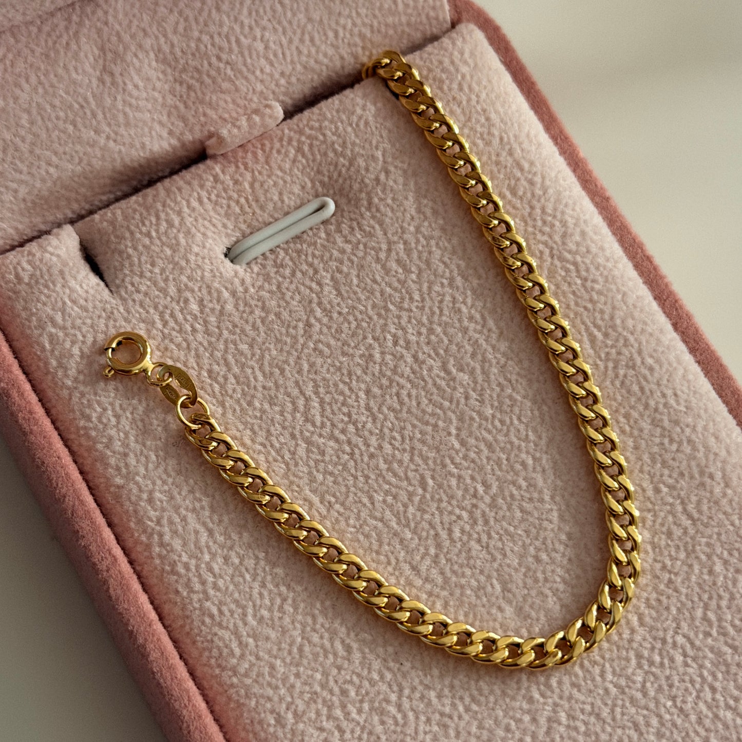 PULSERA CUBANA HUECA 3.5MM ORO AMARILLO ITALY 18K 18,5CM - 1,34GR
