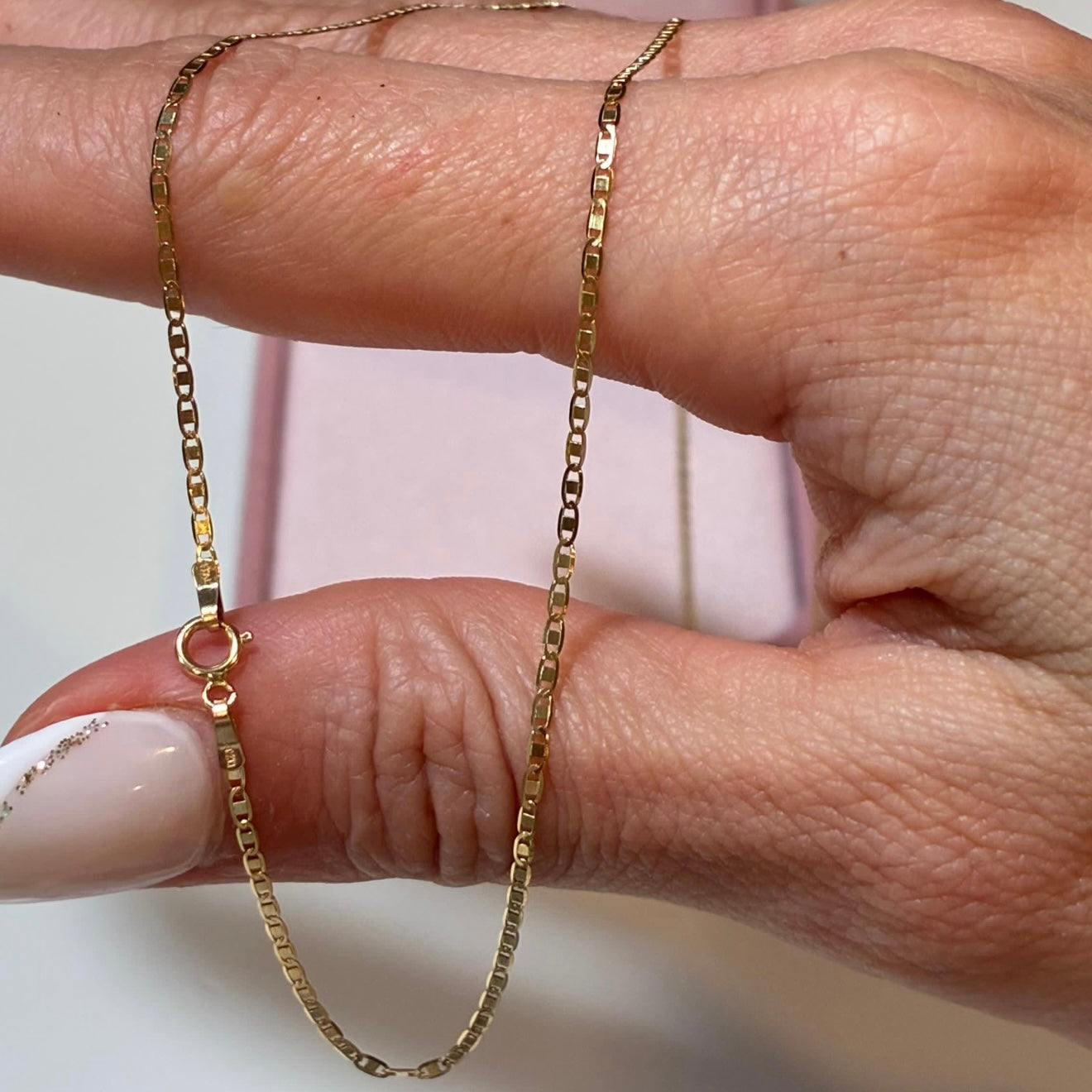 18K ITALIAN YELLOW GOLD FLAT LADDER CHAIN - 60CM 1.91GR