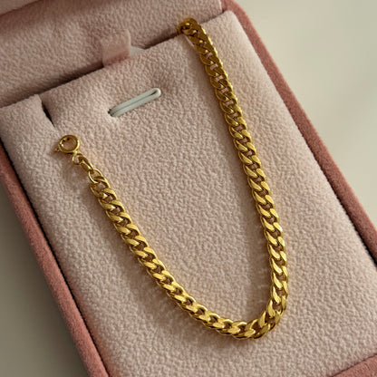 PULSERA CUBANA HUECA 4.2MM ORO AMARILLO ITALY 18K 18,5CM - 1,78GR