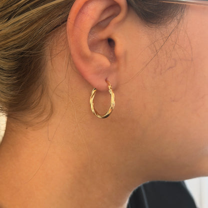 CANDONGAS TRENZADAS RAYADAS Y LISAS 1.7CM ORO AMARILLO COL 18K - 1,89GR
