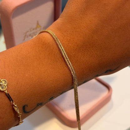 PULSERA ESPIGA BROCHE CAJA 3.5MM ORO AMARILLO ITALY 18K 20CM - 2,58GR