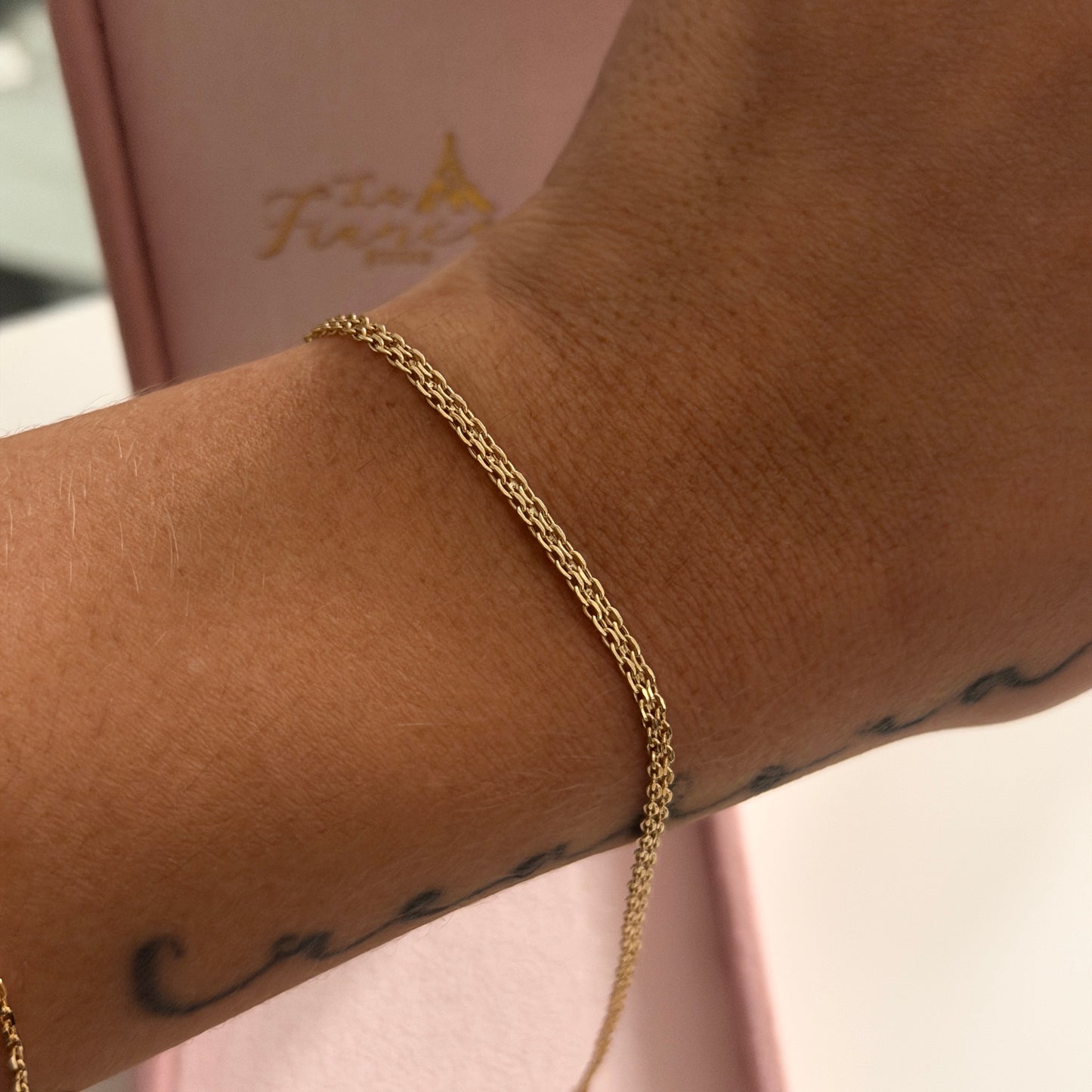 PULSERA MINI CHINA UN CARRL 2MM ORO AMARILLO ITALY 18K 19CM - 1,21GR