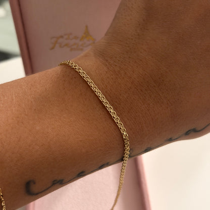 PULSERA MINI CHINA UN CARRL 2MM ORO AMARILLO ITALY 18K 19CM - 1,21GR