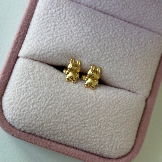 DIAMOND-CUT RABBIT STUDS 18K YELLOW GOLD - 0.6GR