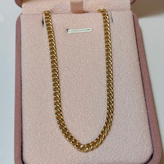 CADENA CUBANA HUECA 3.4MM ORO AMARILLO ITALY 18K 50CM - 3,18GR