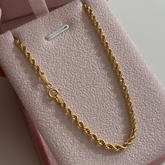 2.5MM ROPE CHAIN YELLOW GOLD ITALY 18K 60CM - 5.34GR