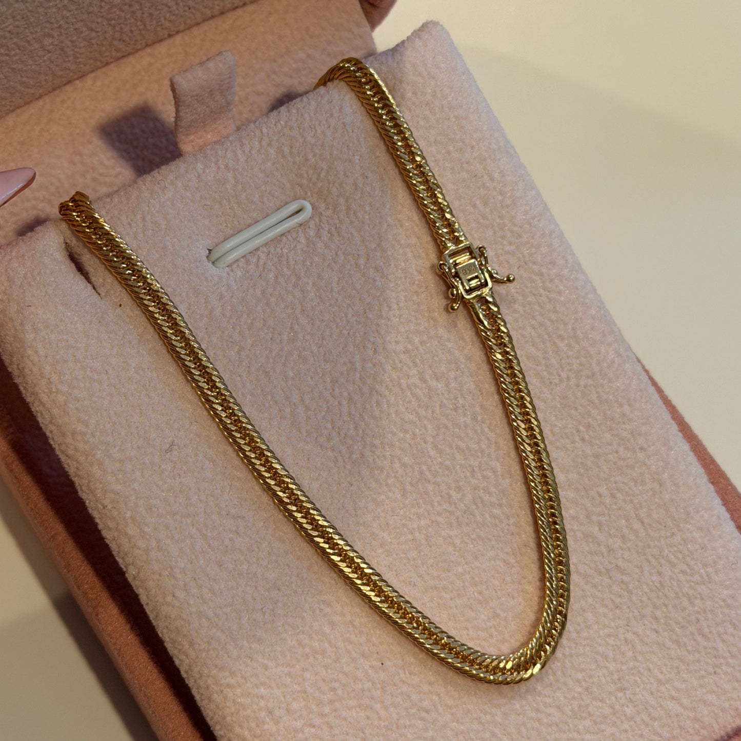 PULSERA ESPIGA BROCHE CAJA 3.5MM ORO AMARILLO ITALY 18K 20CM - 2,58GR