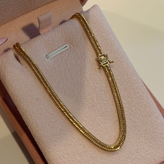 HERRINGBONE BRACELET BOX CLASP 3.5MM YELLOW GOLD ITALY 18K 20CM - 2.58GR