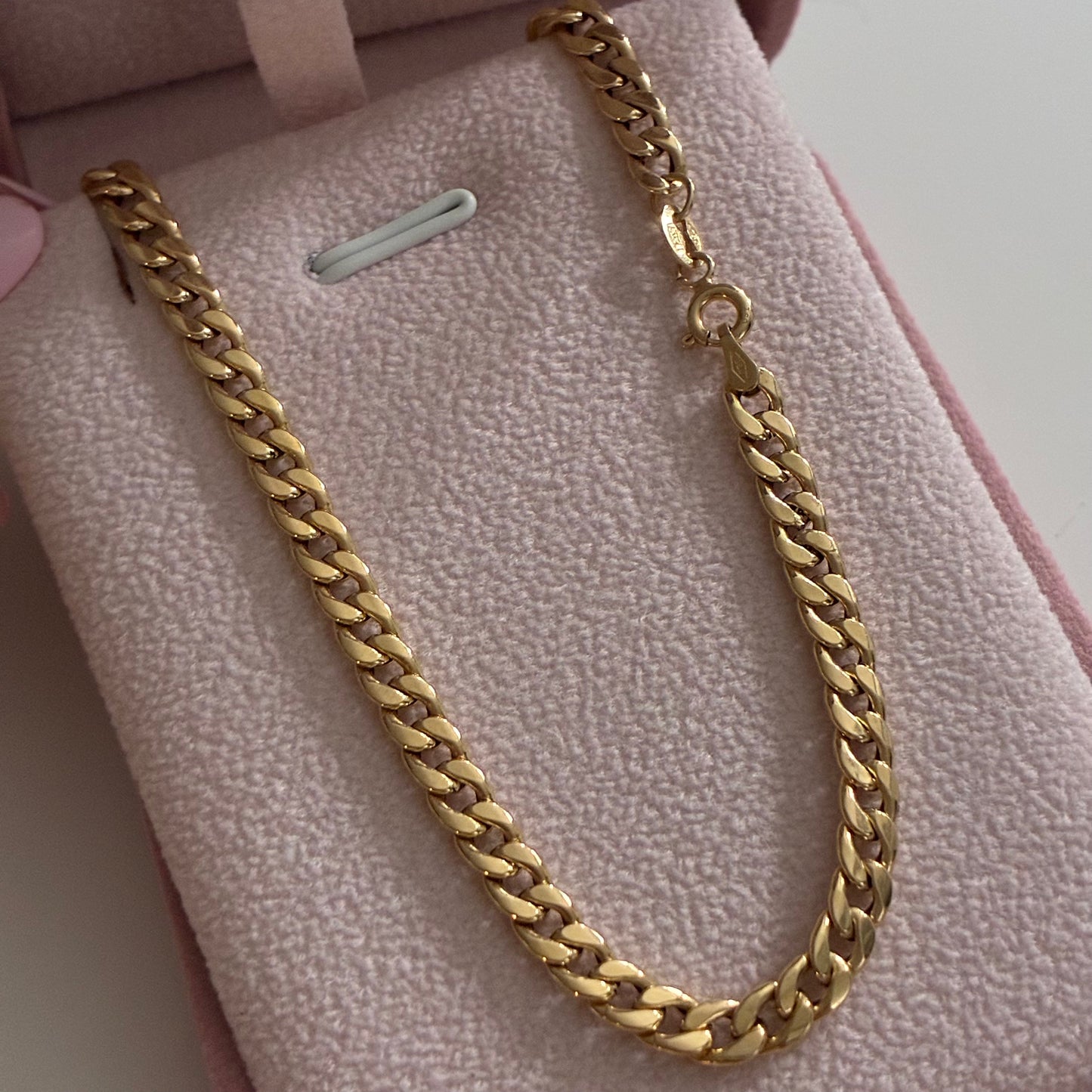 CADENA CUBANA REDONDA HUECA 4MM ORO AMARILLO ITALY 18K 45CM - 3,58GR