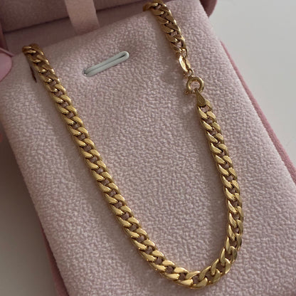 CADENA CUBANA REDONDA HUECA 4MM ORO AMARILLO ITALY 18K 45CM - 3,58GR