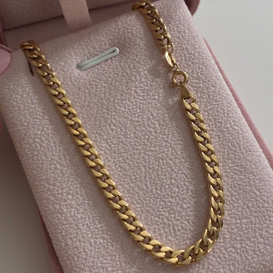HOLLOW ROUND CUBAN CHAIN 4MM YELLOW GOLD ITALY 18K 45CM - 3.58GR
