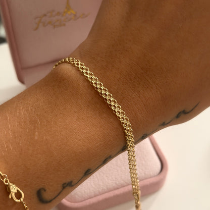 PULSERA CHINA DOBLE CARRIL 4MM ORO AMARILLO ITALY 18K 20CM - 2,56GR