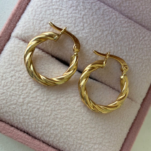 Braided Hoop Earrings 1.1cm 18K Yellow Gold - 1.89g