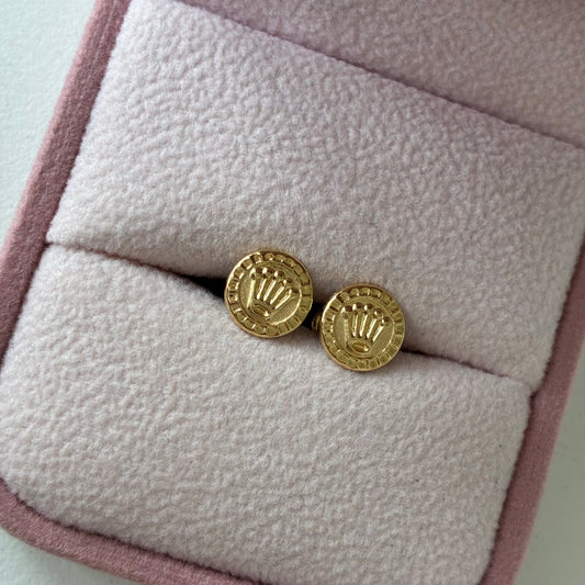 7.5MM 18K YELLOW GOLD CROWN STUDS - 0.76GR