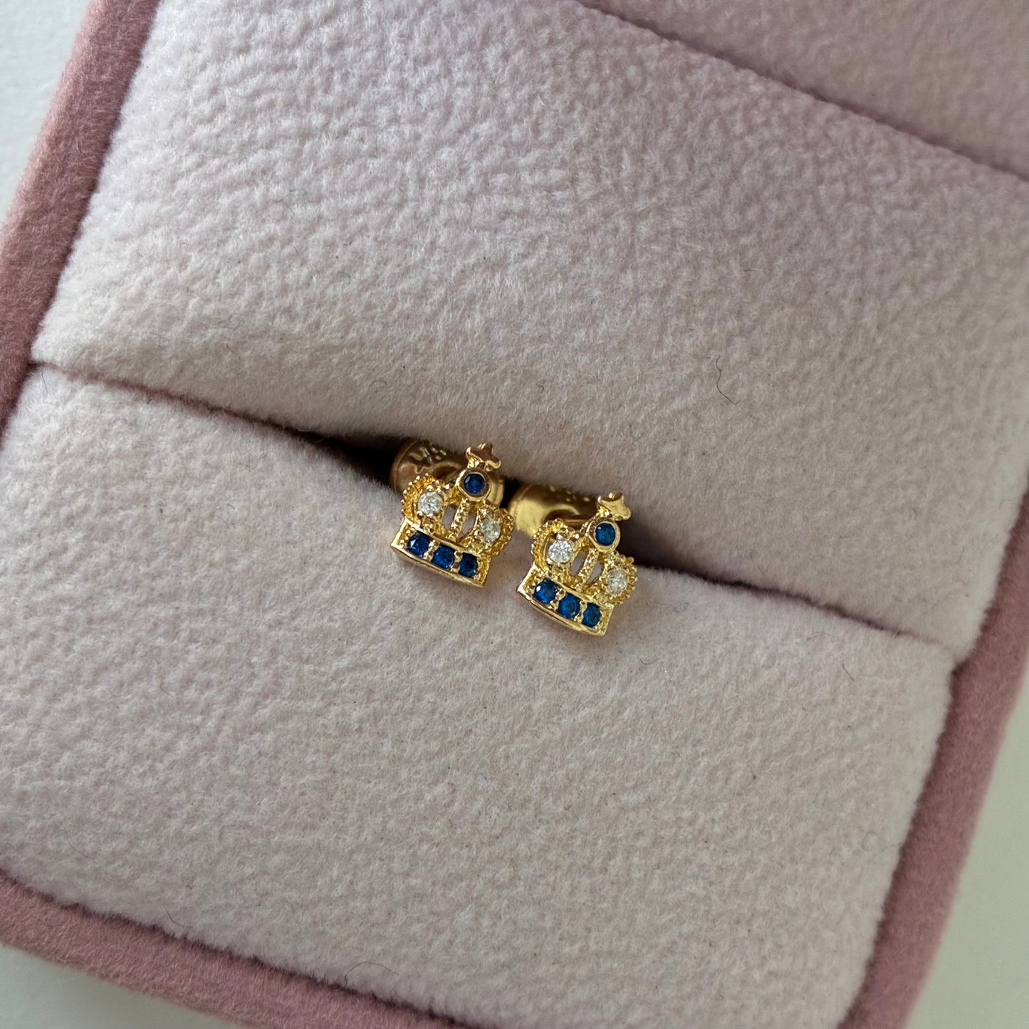 TOPOS CORONA WHITE AND BLUE STONES YELLOW GOLD 18K - 0.74GR