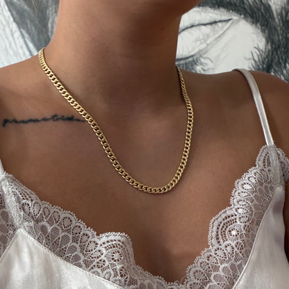 CADENA CUBANA REDONDA HUECA 5MM ORO AMARILLO ITALY 18K 50CM - 5,99GR