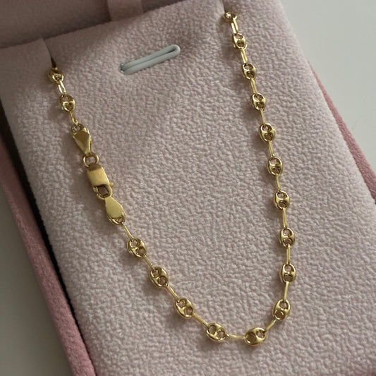 CADENA GRANO DE CAFÉ LISO 3MM ORO AMARILLO COL 18K 50CM - 4,1GR