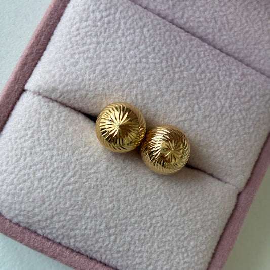 DIAMOND BALL POLES 9MM 18K YELLOW GOLD - 1.35GR