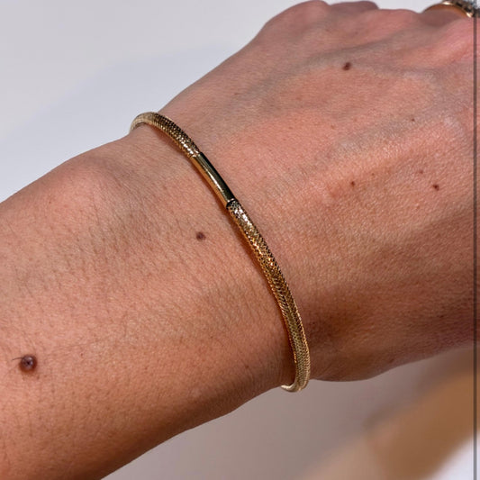 SPRING STYLE HOOP BRACELET 1.5MM ITALIAN YELLOW GOLD ESP 18K - 17CM TO 18CM 1.1GR