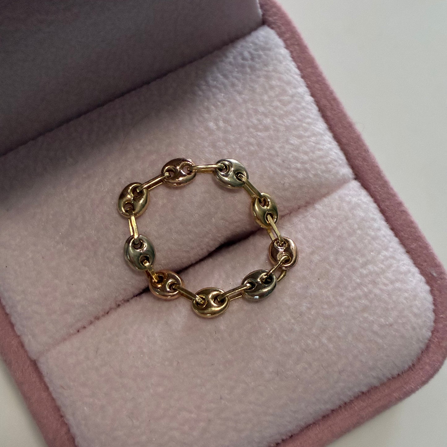 Coffee Bean Ring 3mm Three 18K Golds Size 4.5 to 5.5 - 0.68g