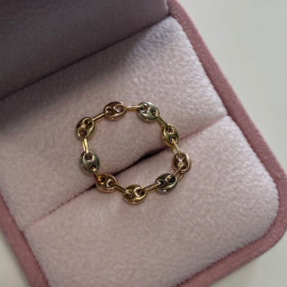 Coffee Bean Ring 3mm Three 18K Golds Size 4.5 to 5.5 - 0.68g