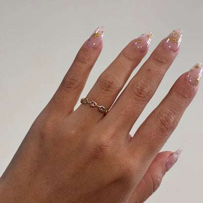 Coffee Bean Ring 3mm Three 18K Golds Size 4.5 to 5.5 - 0.68g