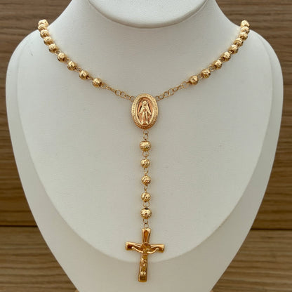 DIAMOND BEAD ROSARY 4.9MM 18K YELLOW GOLD 60CM - 14.37GR