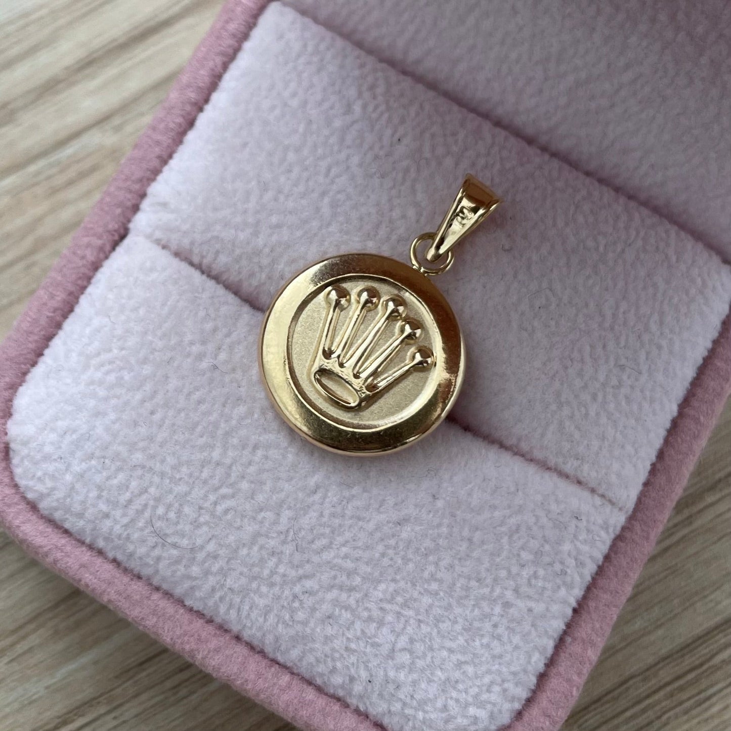 ROUND PLAIN PENDANT CROWN RX 2.50CM 18K YELLOW GOLD - 1.17GR