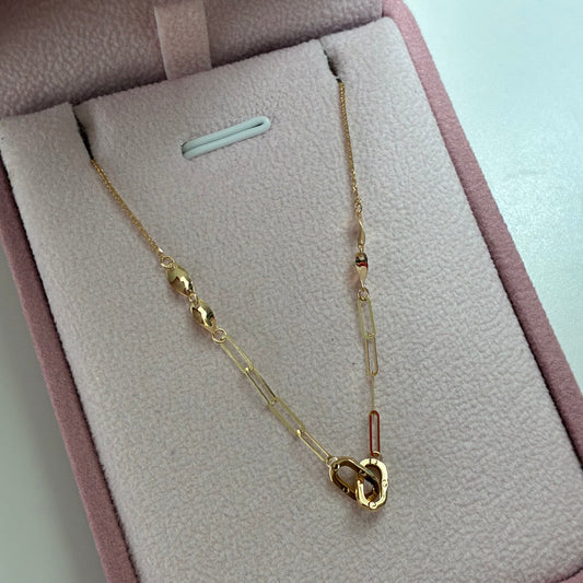 PULSERA CLIP TRENZADA + AROS ABRAZADOS ORO AMARILLO ITALY 18K 16CM A 18CM - 0,83GR