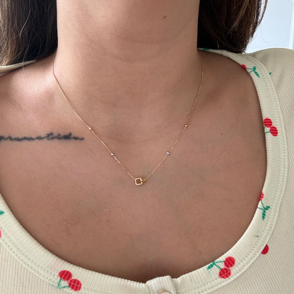 MINI FRANCO CHAIN + INTERTWINED CLOVERS AND SMOOTH BEADS THREE GOLD TONES ITALY SP 18K 42CM TO 45CM - 1.12GR