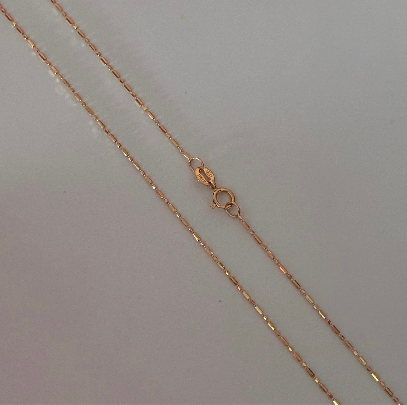 0.8MM YELLOW GOLD MINI MILITARY CANUTILLO CHAIN ITALY 18K 45CM - 1.51GR