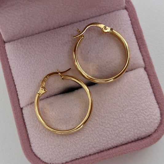 PLAIN RECTANGULAR HOOP EARRINGS 1.7CM 18K YELLOW GOLD - 1.39GR