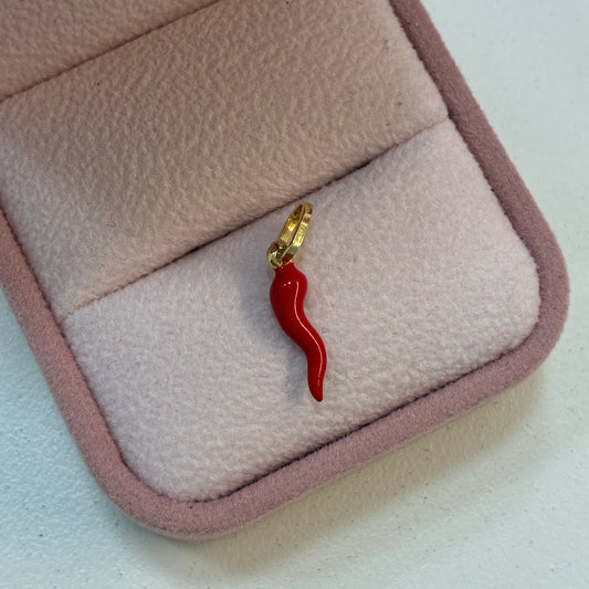 ABUNDANCE PENDANT RED 2CM YELLOW GOLD ITALY 18K - 0.44GR