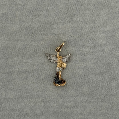 Dije San Miguel Oro Amarillo - Oro Blanco Nac 18k 1,85gr 2.6cm