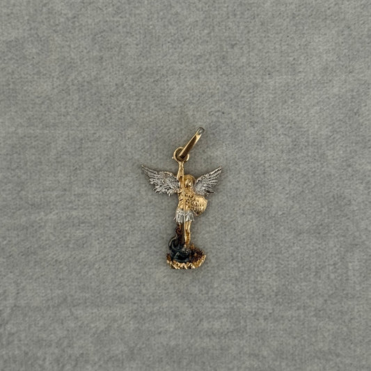 Dije San Miguel Oro Amarillo - Oro Blanco Nac 18k 1,85gr 2.6cm