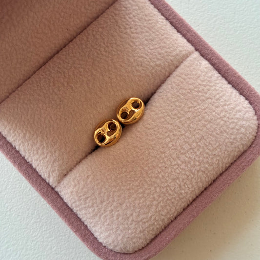 Coffee Bean Studs 7mm 18K Yellow Gold - 0.64g