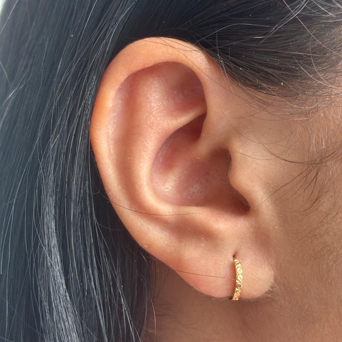 DIAMOND HOOPS
 5MM YELLOW GOLD ITALY ESP 18K- 0.73GR