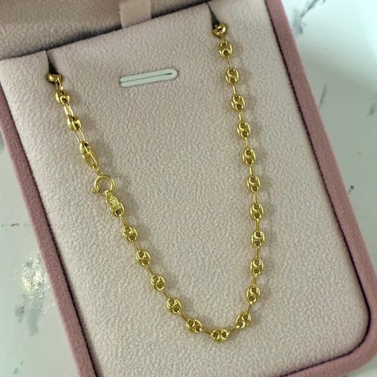 Coffee Bean Chain 3.3mm 18K Yellow Gold - 45cm 4.82g