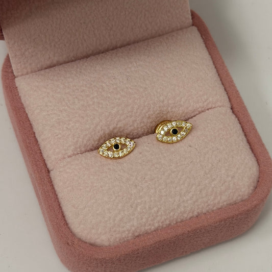 TOPOS OJOS PIEDRAS BLANCAS ORO AMARILLO COL 18K - 1,04GR