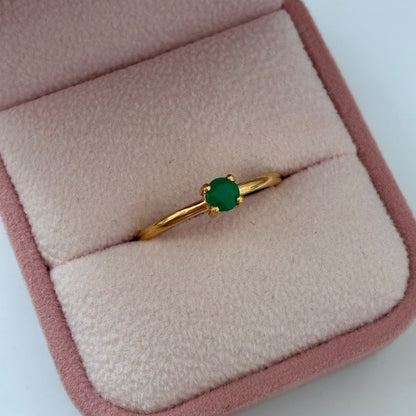 ANILLO SOLITARIO ESMERALDA NATURAL 28 PUNTOS 2,3GR TALLA 7 ORO AMARILLO COL 18K